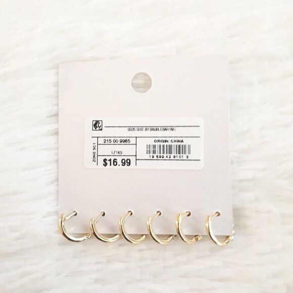 SUGAR FIX Crystal Gold and Pearl Hoop Earring 3pc Set (Nickel Free) NEW!!! - Picture 4 of 7